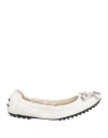 Tod's Woman Ballet Flats White Size 5 Soft Leather