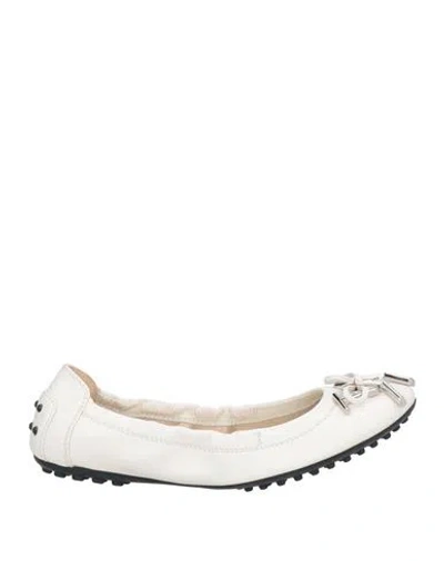 Tod's Woman Ballet Flats White Size 5 Soft Leather