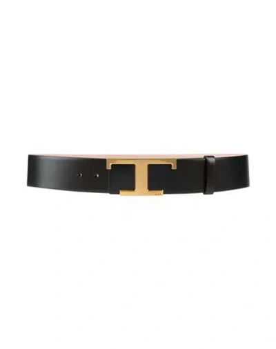 Tod's Woman Belt Black Size 34 Leather In Orange