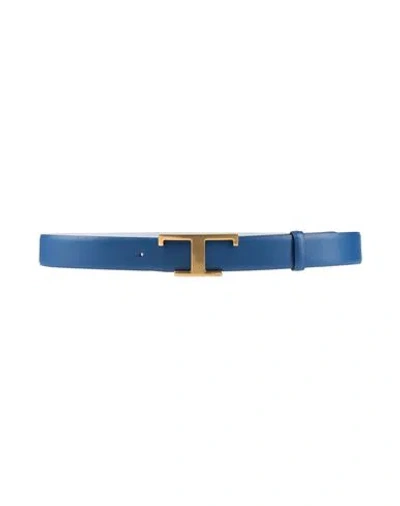 Tod's Woman Belt Bright Blue Size 38 Leather