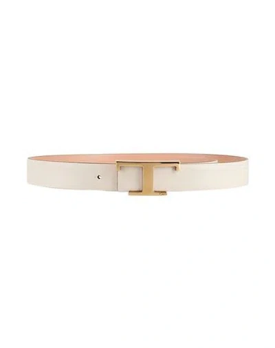 Tod's Woman Belt Cream Size 30 Leather In White