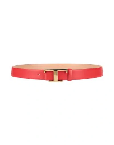 Tod's Woman Belt Red Size 38 Leather