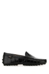 Tod's Crocodile Effect Leather Loafers With Rubber Sole In Black
