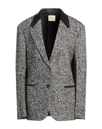 Tod's Woman Blazer Black Size 6 Acrylic, Wool, Polyamide, Alpaca Wool In Gray