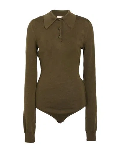 Tod's Woman Bodysuit Military Green Size S Merino Wool