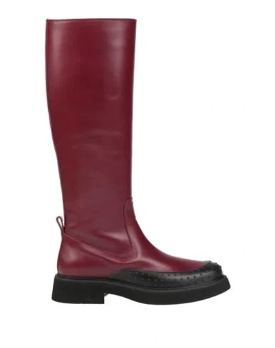 Tod's Woman Boot Burgundy Size 6.5 Soft Leather