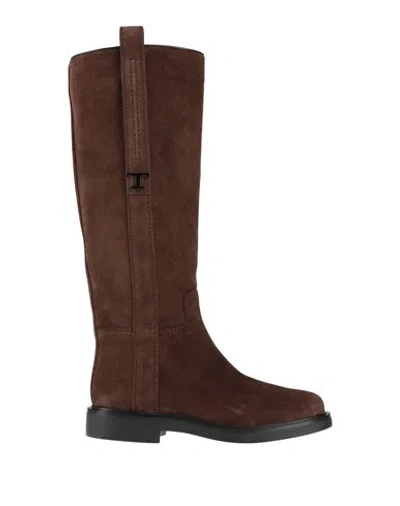 Tod's Woman Boot Dark Brown Size 8 Leather
