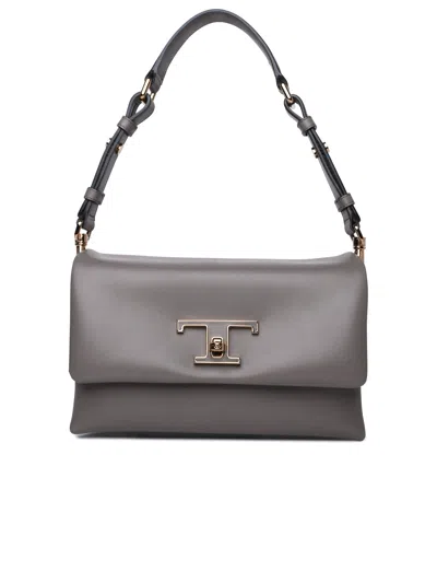 Tod's Woman  'flap T Timeless' Mini Bag In Dove-gray Leather