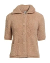 Tod's Woman Cardigan Sand Size L Virgin Wool, Polyamide In Brown