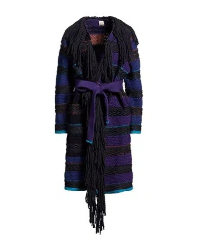 Tod's Woman Coat Brown Size S Cotton, Wool, Polyamide In Blue