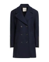 Tod's Woman Coat Navy Size 4 Virgin Wool, Polyamide, Lambskin In Blue