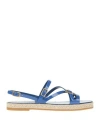Tod's Woman Espadrilles Blue Size 8 Leather In Blue