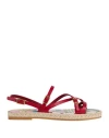 Tod's Woman Espadrilles Burgundy Size 7.5 Soft Leather In Red