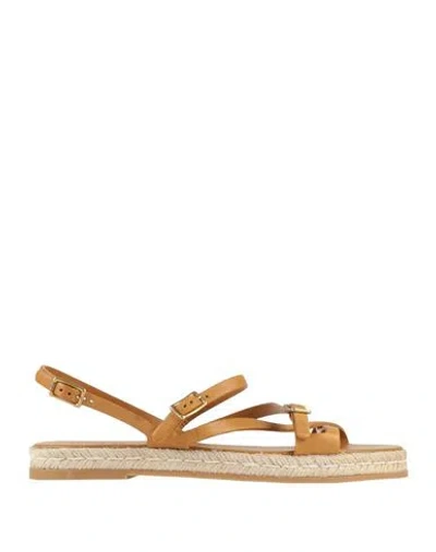 Tod's Woman Espadrilles Camel Size 6.5 Soft Leather In Beige