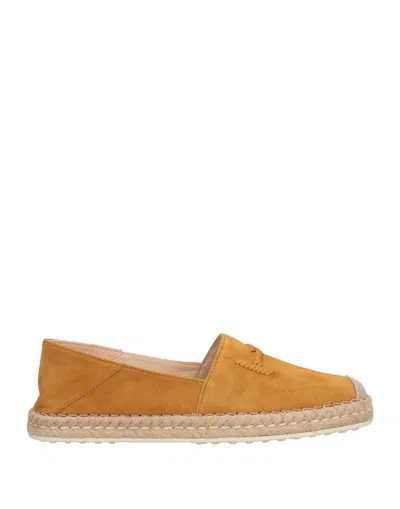 Tod's Woman Espadrilles Ocher Size 7.5 Soft Leather In Yellow