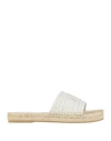 Tod's Woman Espadrilles Off White Size 6 Leather, Textile Fibers In Off White