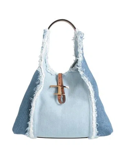Tod's Woman Handbag Blue Size - Textile Fibers, Leather