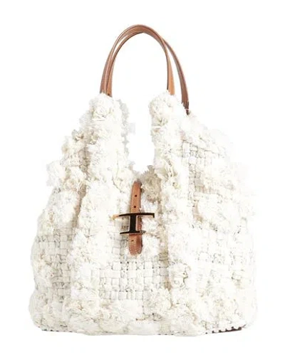 Tod's Woman Handbag Ivory Size - Textile Fibers In White