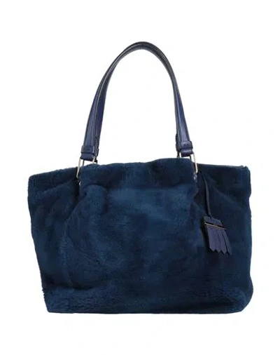 Tod's Woman Handbag Navy Size - Shearling, Leather In Blue