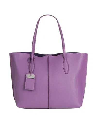 Tod's Woman Handbag Purple Size - Leather In Metallic