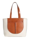 Tod's Woman Handbag Tan Size - Soft Leather, Textile Fibers In Brown