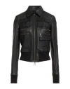 Tod's Woman Jacket Black Size 2 Lambskin, Acrylic, Wool, Polyamide, Elastane In Black