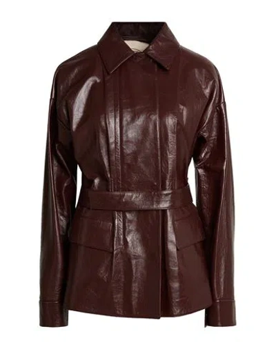 Tod's Woman Jacket Burgundy Size 4 Leather In Brown