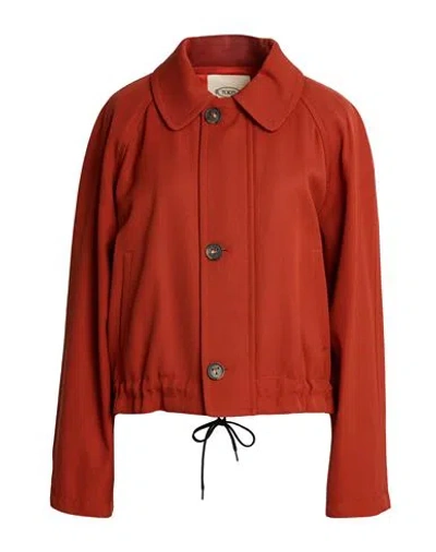 Tod's Woman Jacket Rust Size 2 Virgin Wool In Red