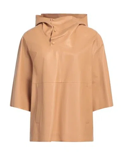 Tod's Woman Jacket Sand Size 6 Ovine Leather In Beige