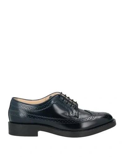 Tod's Woman Lace-up Shoes Midnight Blue Size 8 Leather