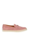Tod's Suede Loafer With Metal Detail In Pink