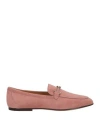 Tod's Wrapped T-ring Suede Loafers In Pink