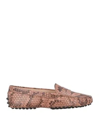 Tod's Woman Loafers Antique Rose Size 8 Leather In Pink