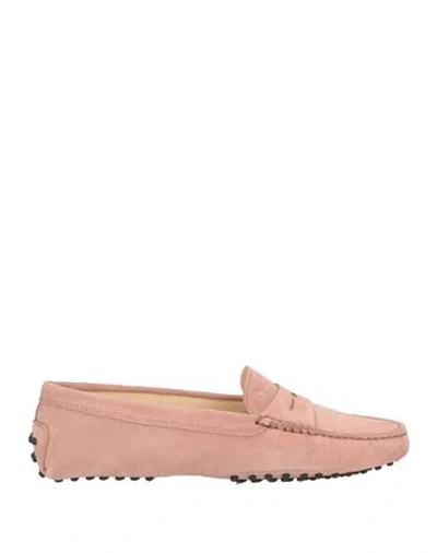 Tod's Woman Loafers Antique Rose Size 8 Leather In Pink