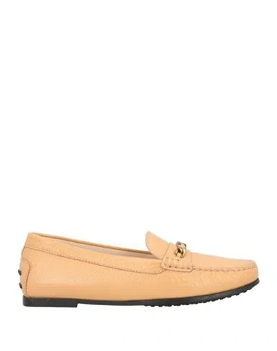 Tod's Woman Loafers Apricot Size 8 Leather In Orange