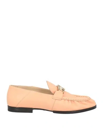 Tod's Woman Loafers Apricot Size 8.5 Soft Leather In Orange