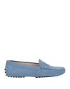 Tod's Woman Loafers Azure Size 6.5 Leather In Blue