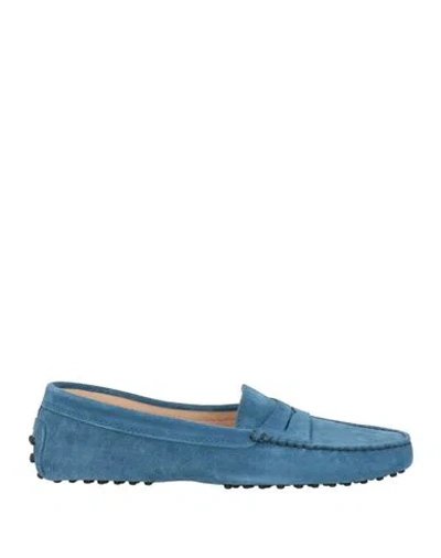 Tod's Woman Loafers Azure Size 6 Leather In Blue