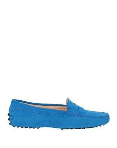 Tod's Woman Loafers Azure Size 7 Leather In Blue