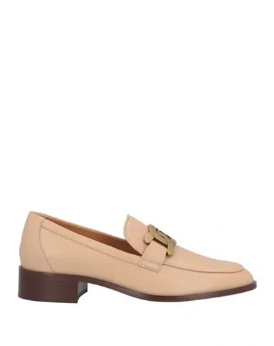 Tod's Woman Loafers Beige Size 7 Leather