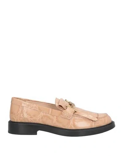 Tod's Woman Loafers Beige Size 7.5 Leather