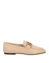 TOD'S TOD'S WOMAN LOAFERS BEIGE SIZE 8 LEATHER