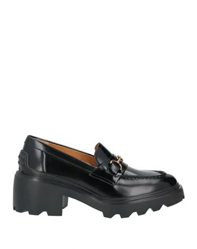 Tod's Woman Loafers Black Size 10 Leather