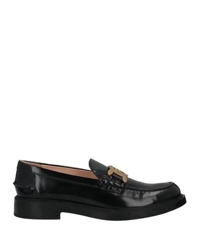 Tod's Gomma Basso Embellished Glossed-leather Loafers In Black