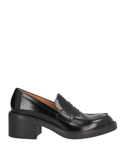 Tod's Black Loafers With Penny Slot And Logo Lettering On The Side In Leather Woman