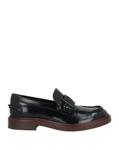 TOD'S TOD'S WOMAN LOAFERS BLACK SIZE 8 LEATHER