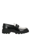 Tod's Woman Loafers Black Size 8 Leather In Animal Print
