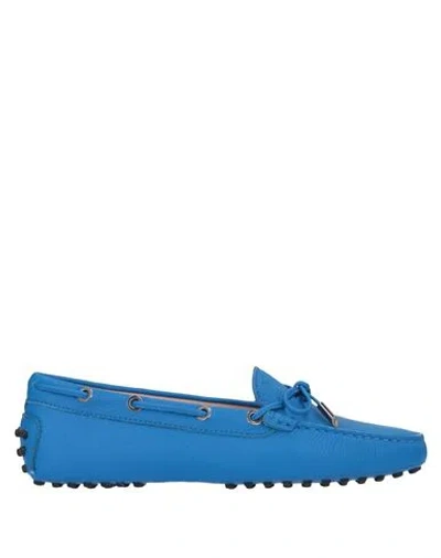 Tod's Woman Loafers Blue Size 6 Leather