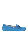 Tod's Woman Loafers Blue Size 6.5 Leather