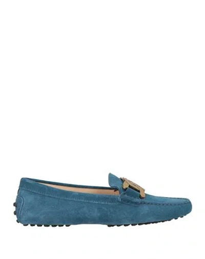 Tod's Woman Loafers Blue Size 7.5 Leather